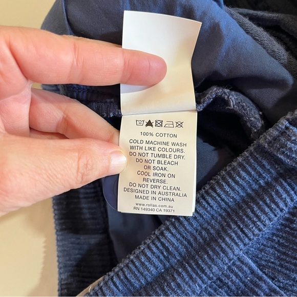 ROLLA'S Women’s Pleated Deep Blue Corduroy Pants Straight Leg High Waist - Picture 10 of 13